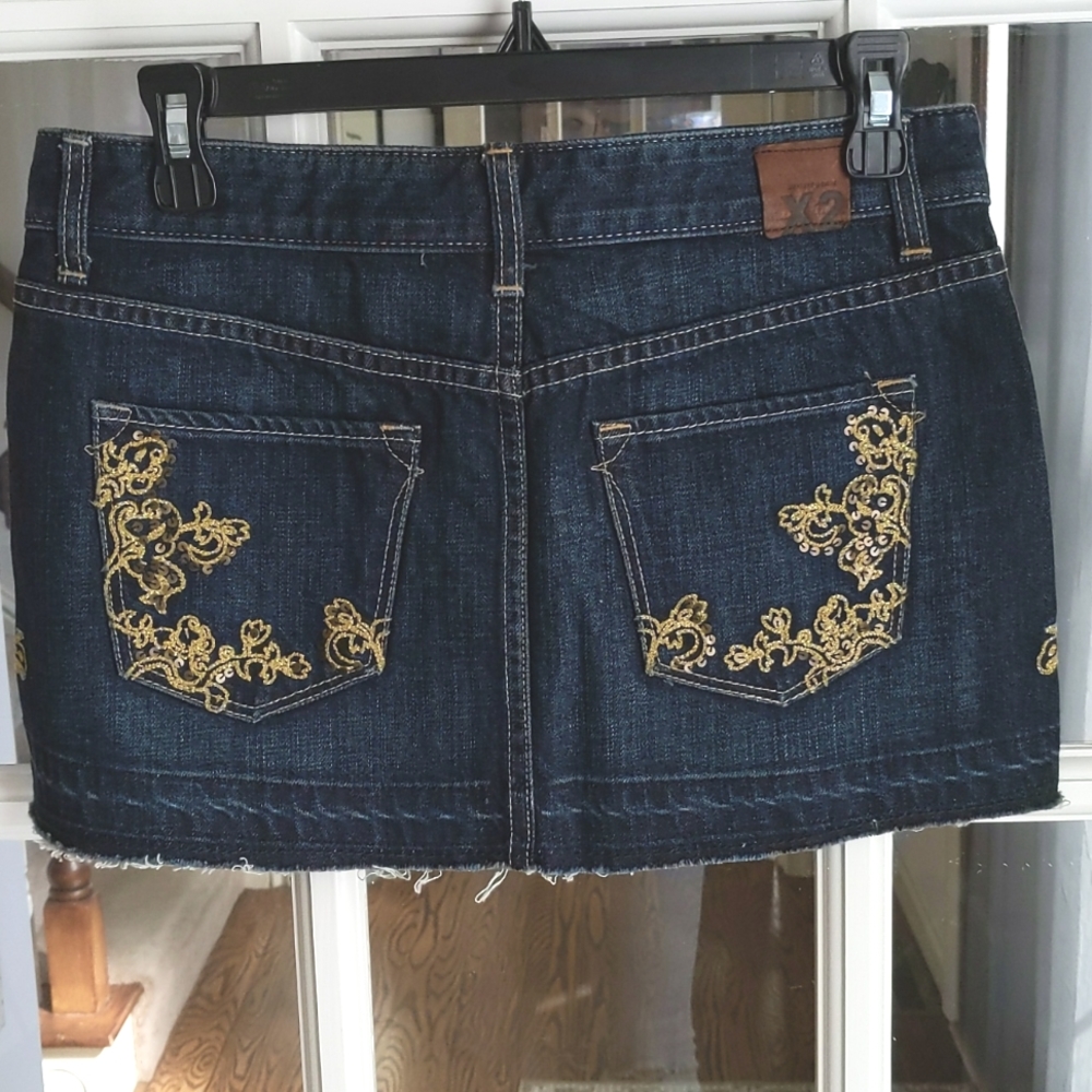 Express X2 Embellished Denim Miniskirt, 2, NWT - Picture 2 of 4